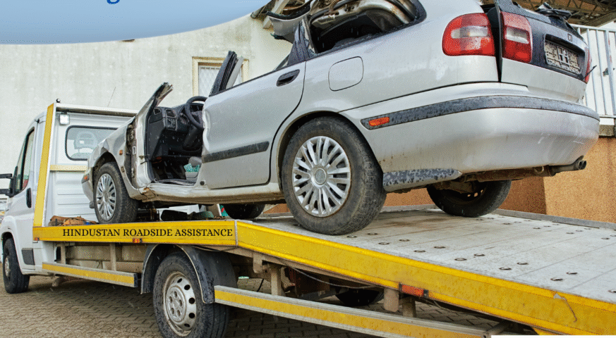 Overheated car towing in India